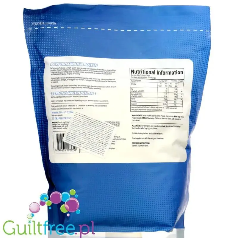 TBJP Performance Protein Whey & Isolate White Chocolate Hazelnut 1kg - odżywka białkowa WPC & WPI, smak Białe Bueno