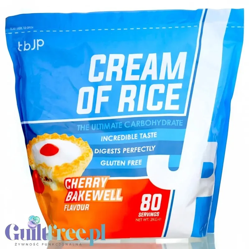 TBJP Cream of Rice, Cherry Bakewell 2kg - kleik ryżowy bez cukru, regeneracyjny posiłek treningowy, Ciasto Wiśniowe