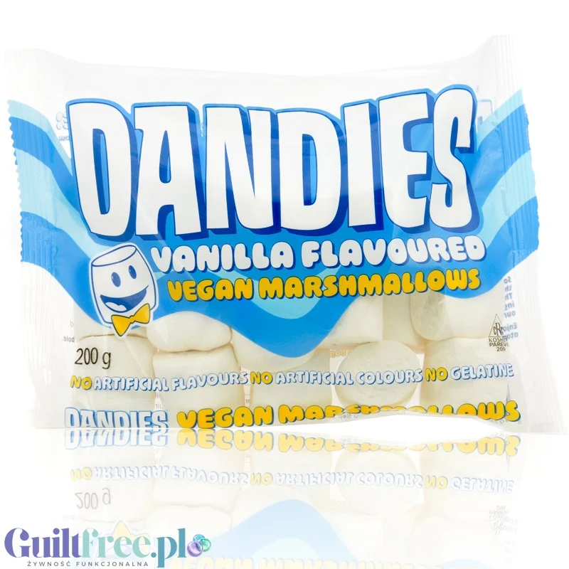 Dandies Vegan Marshmallows Vanilla XXL - wegańskie GIGA pianki o smaku waniliowym, bez sztucznych barwników i aromatów