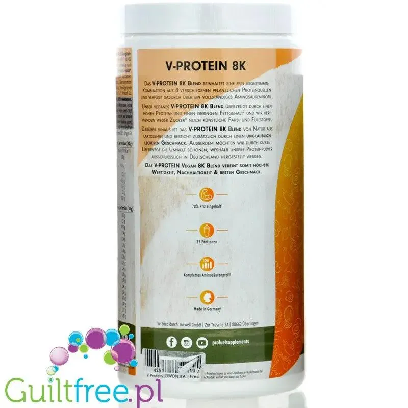 Pro Fuel V-Protein 8K Fresh Mango 750g - wegańska odżywka o smaku świeżego mango