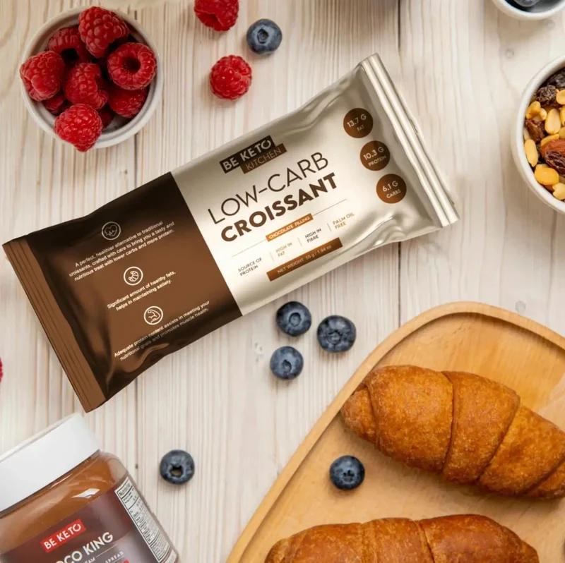 BeKeto Low-Carb Croissant Chocolate Filling - keto rogalik z nadzieniem czekoladowym 6,1g węglowodanów, 10,3g białka