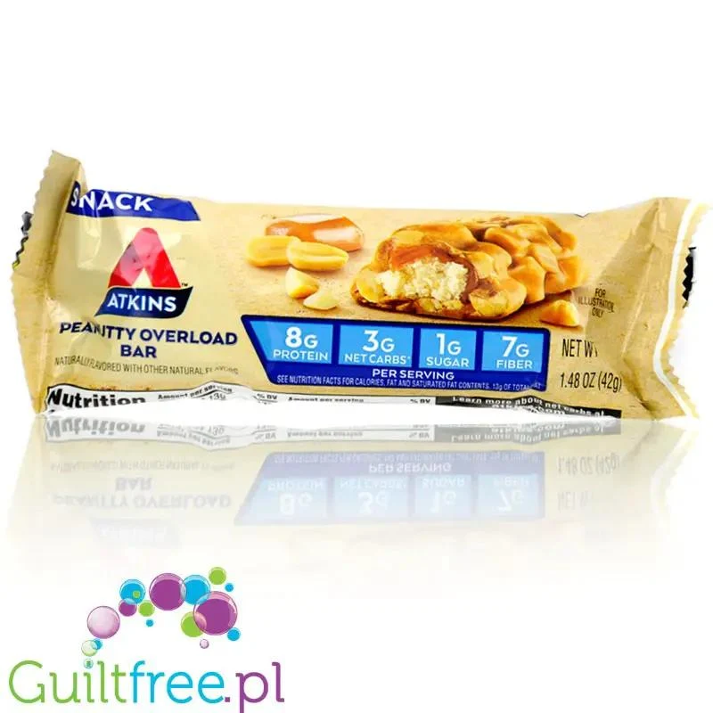 Atkins Snack Peanutty Overload Bar - niskocukrowy baton 170kcal & 8g białka bez maltitolu