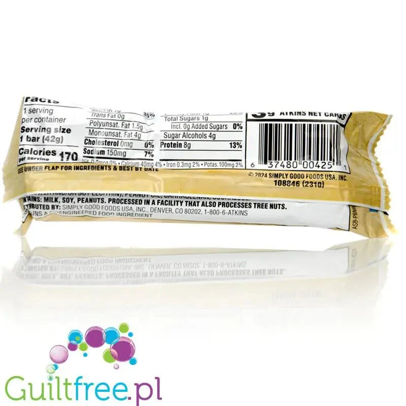 Atkins Snack Peanutty Overload Bar - niskocukrowy baton 170kcal & 8g białka bez maltitolu