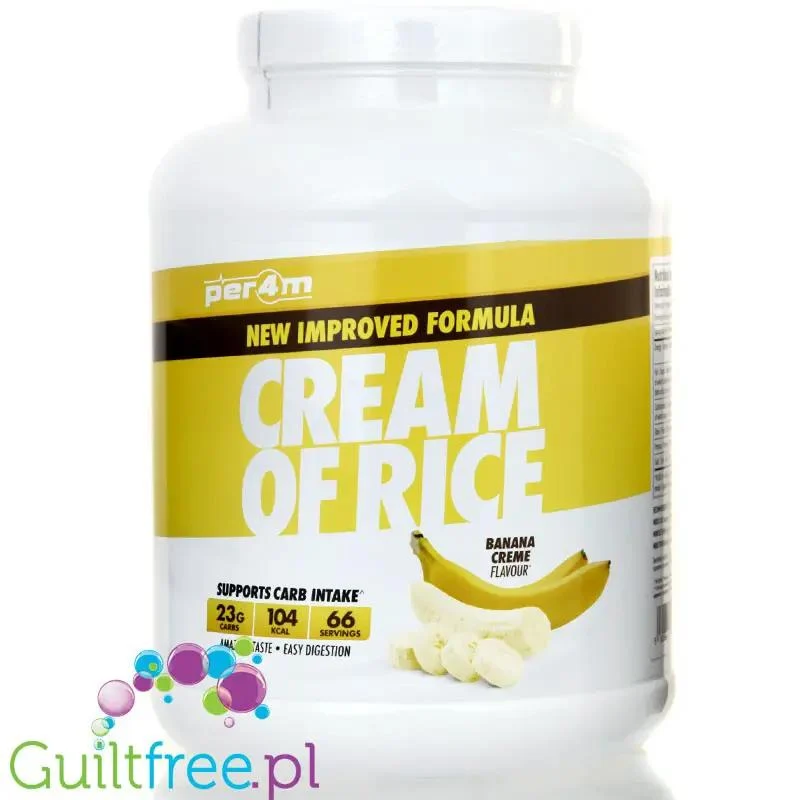 Per4m Cream of Rice, Banana Creme 2kg - kleik ryżowy bez cukru, regeneracyjny posiłek treningowy, smak Krem Bananowy