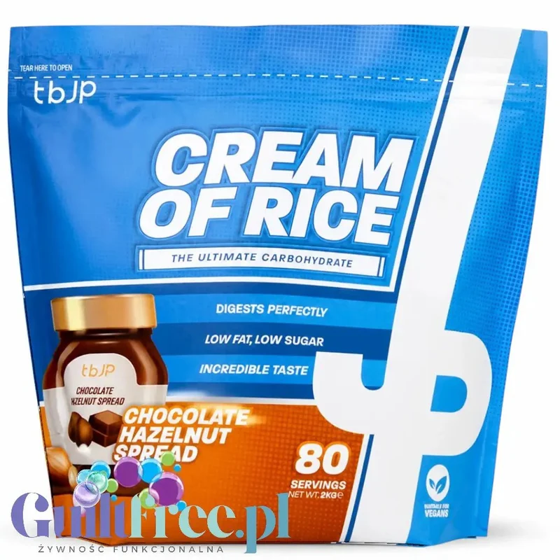 TBJP Cream of Rice, Chocolate Hazelnut Spread 2kg - kleik ryżowy bez cukru, regeneracyjny posiłek treningowy