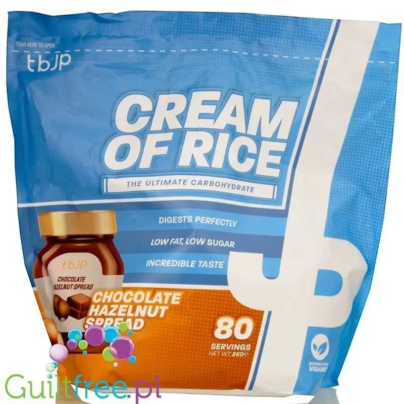 TBJP Cream of Rice, Chocolate Hazelnut Spread 2kg - kleik ryżowy bez cukru, regeneracyjny posiłek treningowy