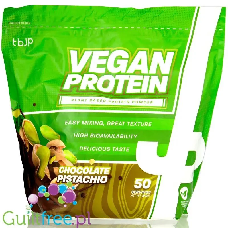 TBJP Vegan Protein Chocolate Pistachio 2KG - wegańska odżywka białkowa bez cukru z witaminami i minerałami
