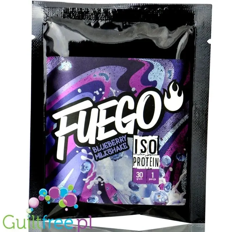 Fuego Iso Protein Blueberry Milkshake 30g - izolat białek serwatkowych o smaku jagodowego milkshake'a