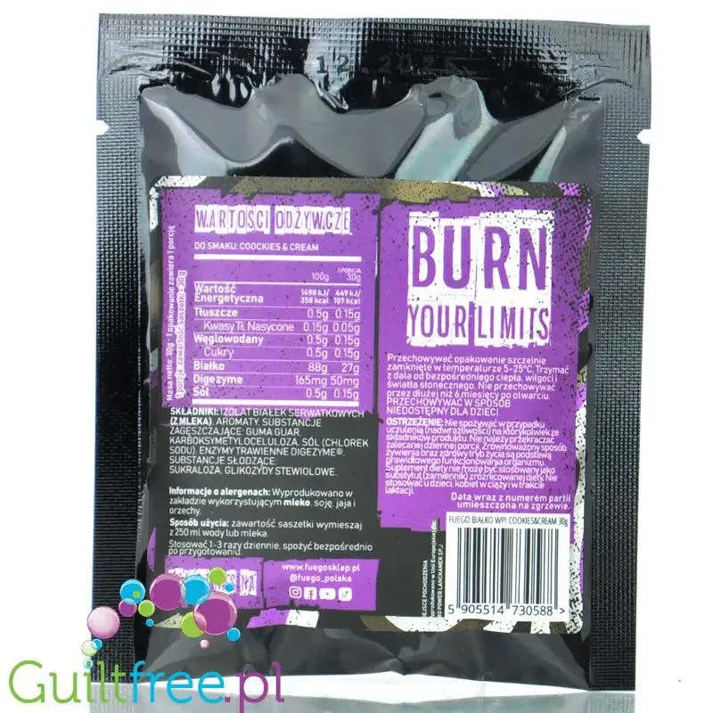Fuego Iso Protein Blueberry Milkshake 30g - izolat białek serwatkowych o smaku jagodowego milkshake'a