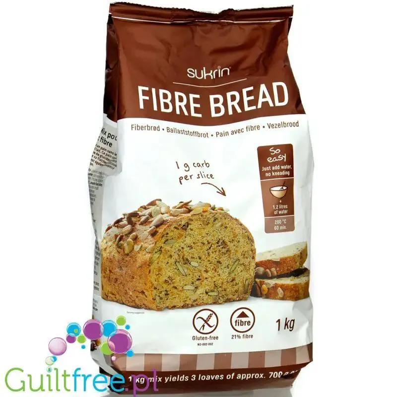 Sukrin Fibre Bread Mix 1kg - chleb bezglutenowy niskowęglowodanowy 20% błonnika, mieszanka do wypieku