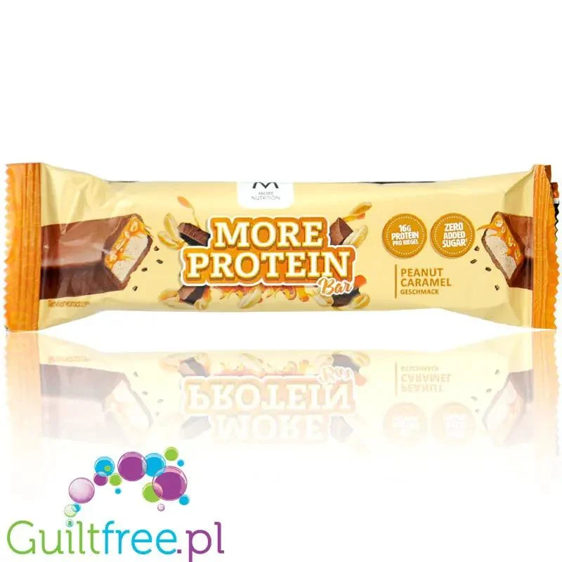 More Nutrition Protein Bar, Peanut Caramel - baton proteinowy bez cukru 16g białka Karmel, Czekolada & Orzeszki