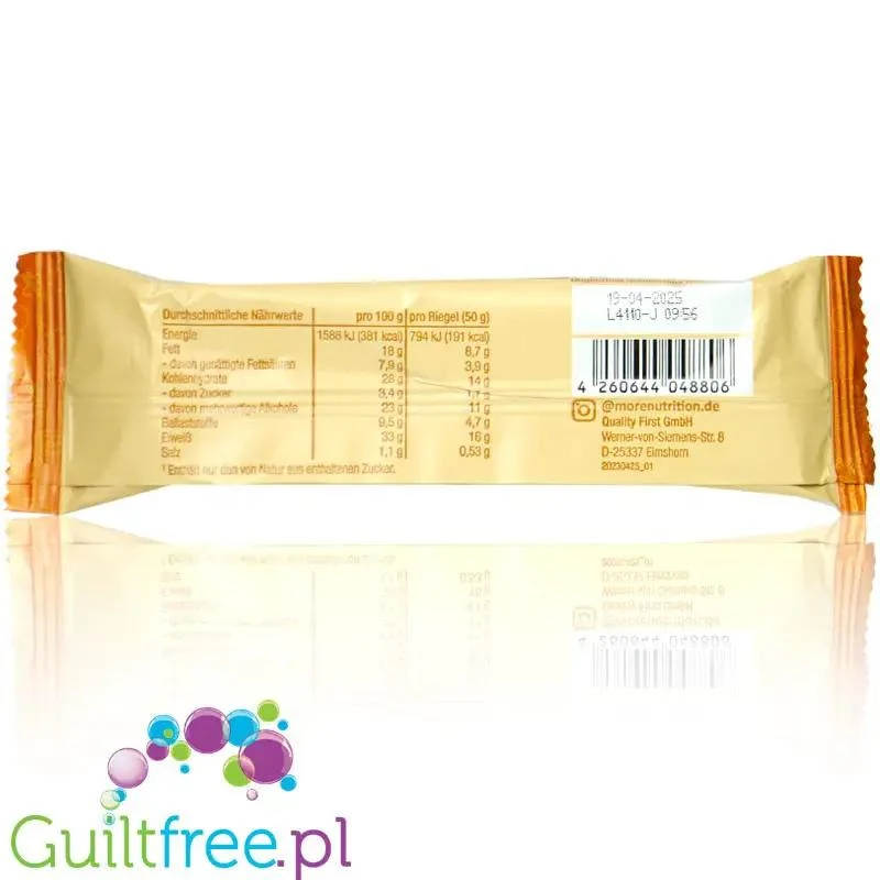 More Nutrition Protein Bar, Peanut Caramel - baton proteinowy bez cukru 16g białka Karmel, Czekolada & Orzeszki