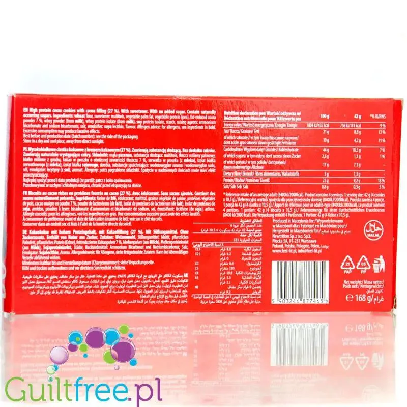 FeelFit Duo High Protein Cocoa - wysokobiałkowe ciastka kakaowe - markizy bez cukru z kremem kakaowym