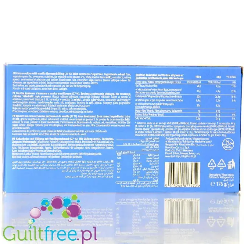 FeelFit Duo Cocoa & Vanilla - kakaowe markizy bez cukru z kremem waniliowym