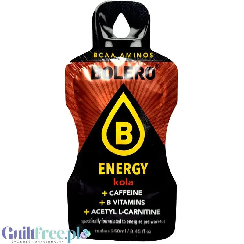 Bolero Energy Cola 7g - napój energetyczny bez cukru z kofeiną, acetylo-L-karnityną i witaminami z grupy B