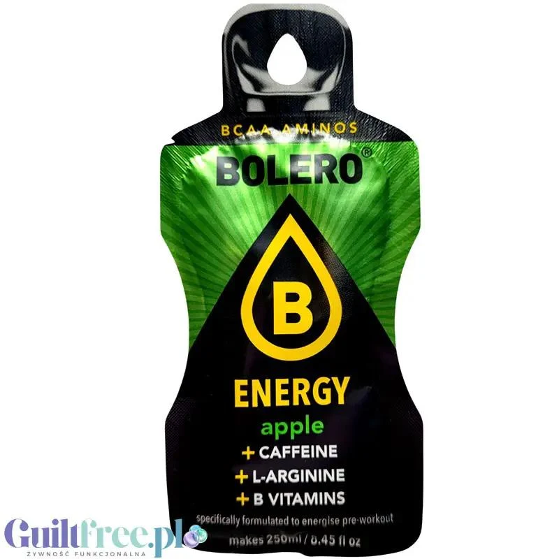 Bolero Energy Apple 7g - napój energetyczny bez cukru z kofeiną, L-argininą i witaminami z grupy B