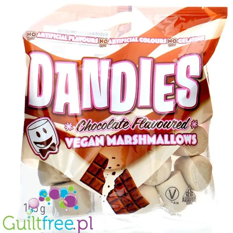 Dandies Vegan Marshmallows Chocolate - wegańskie pianki o smaku czekoladowym, bez sztucznych barwników i aromatów