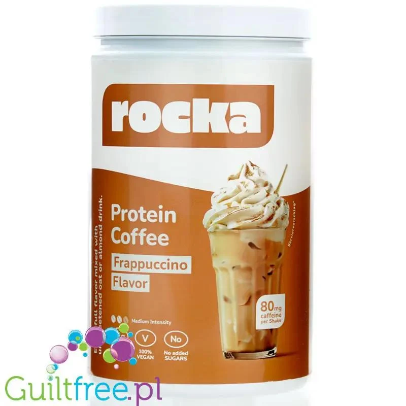 Rocka Nutrition Protein Coffee Frappuccino 1kg - wegańska kawa proteinowa 80mg kofeiny, z 4 źródeł białek roślinnych bez cukru