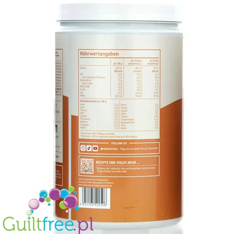 Rocka Nutrition Protein Coffee Frappuccino 1kg - wegańska kawa proteinowa 80mg kofeiny, z 4 źródeł białek roślinnych bez cukru