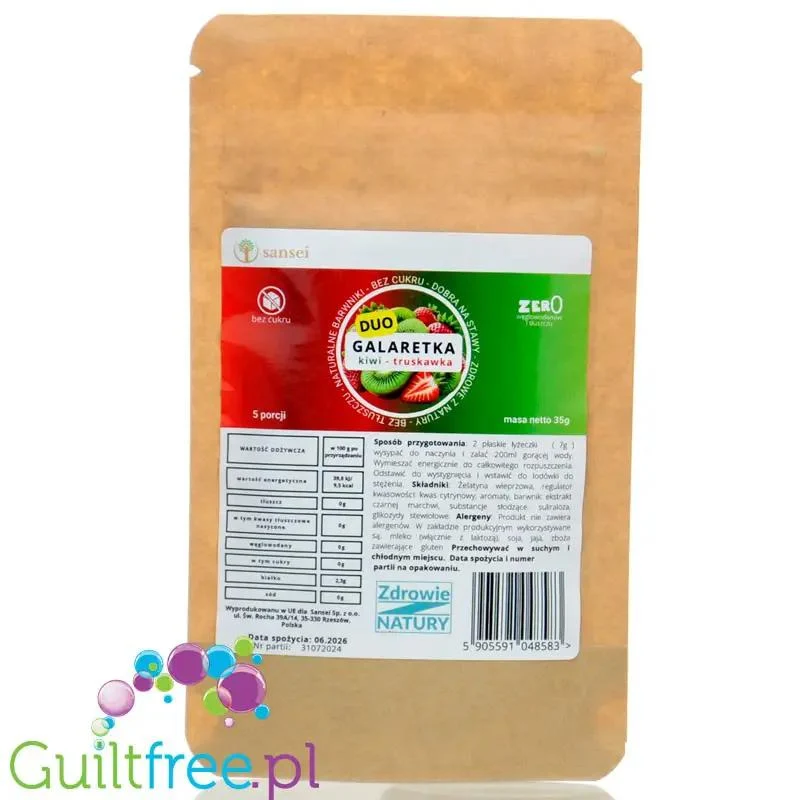 Sansei Duo Galaretka Kiwi-Truskawka 9kcal - galaretka bez cukru o smaku kiwi i truskawki