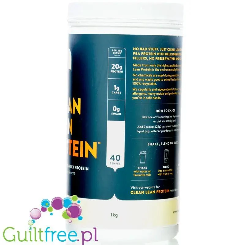 Nuzest Clean Lean Protein Smooth Vanilla 1kg - wegańska odżywka białkowa o wspaniałym składzie na bazie europejskiego grochu