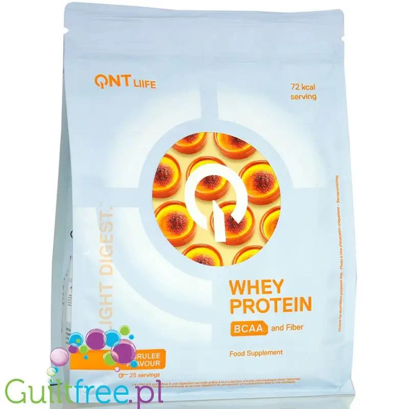 QNT Life Whey Protein Crème Brûlée - odżywka białkowa z błonnikiem i BCAA, smak Creme Brulee