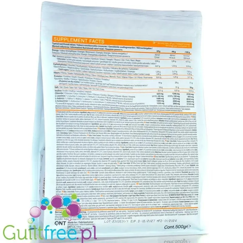 QNT Life Whey Protein White Chocolate - odżywka białkowa z błonnikiem i BCAA, smak Biała Czekolada