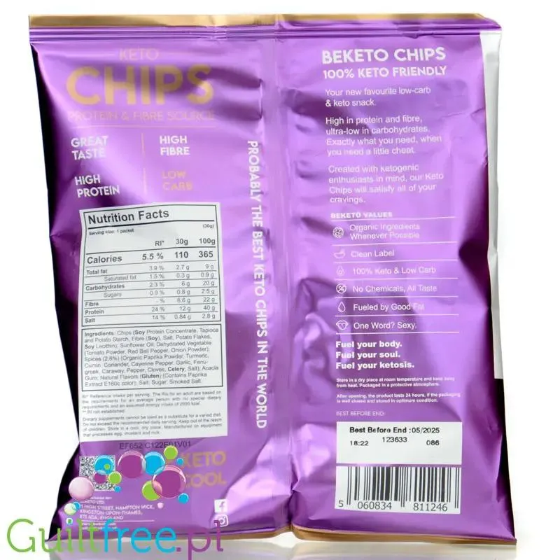 BeKeto Protein Chips Oriental - chipsy błonnikowo-białkowe 6g węglowodanów