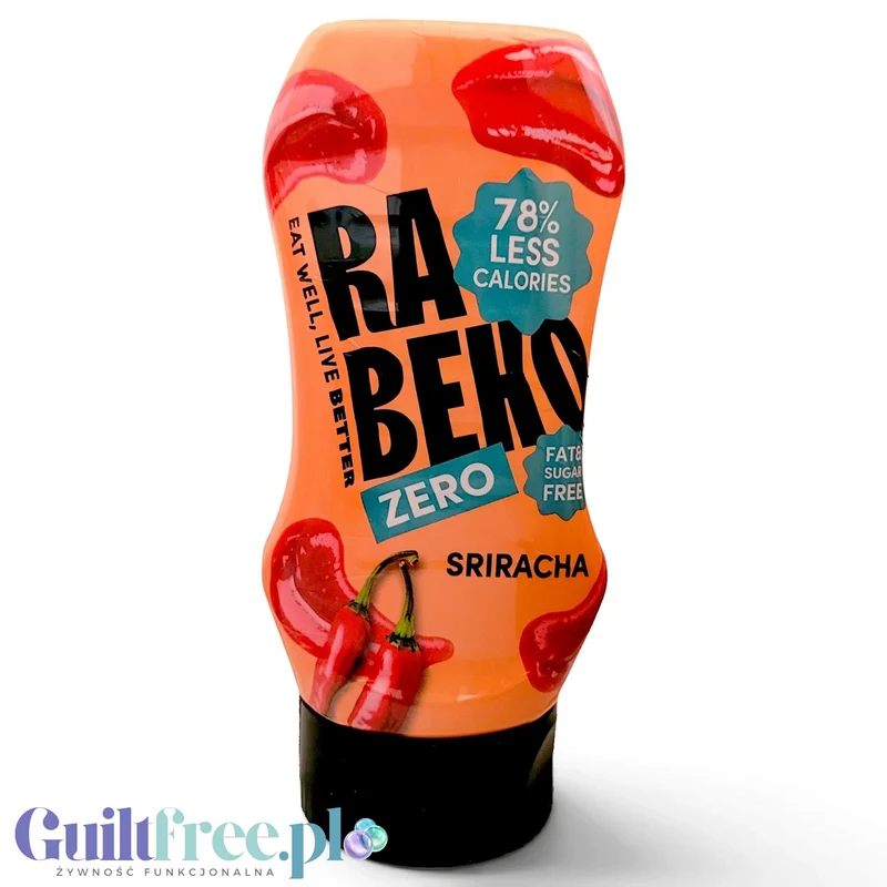Rabeko Hot Sriracha Zero 350g - ostry sos pomidorowy z przyprawami bez cukru i bez tłuszczu 33 kcal