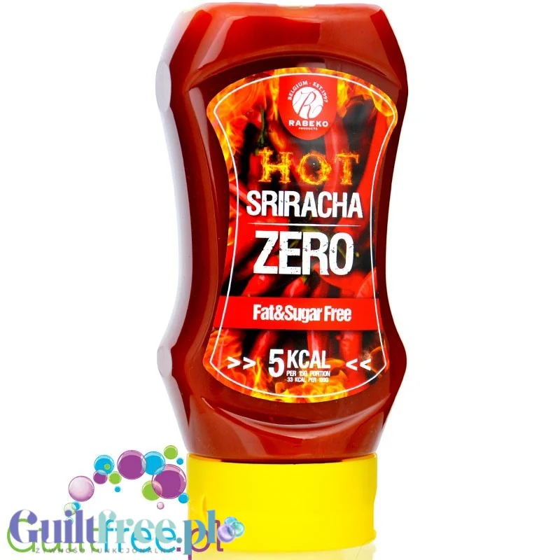 Rabeko Hot Sriracha Zero 350g - ostry sos pomidorowy z przyprawami bez cukru i bez tłuszczu 33 kcal