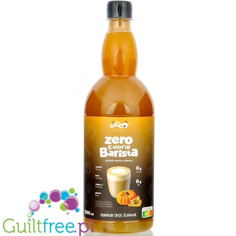 Locco Zero Calorie Barista Pumpkin Spice 1L - syrop słodzący zero kalorii do kawy bez cukru ze stewią