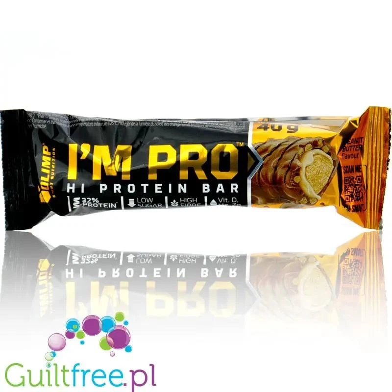 Olimp I'm Pro Protein Bar Peanut Butter - baton proteinowy 32% białka, z kremem orzechowym w mlecznej czekoladzie