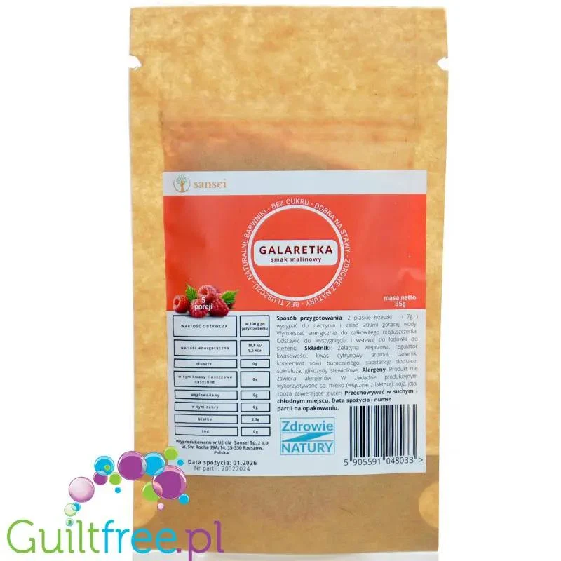 Sansei Galaretka Malinowa 9kcal - galaretka bez cukru o smaku malinowym