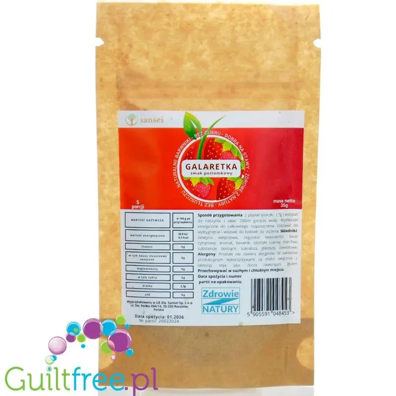 Sansei Galaretka Poziomka 9kcal - galaretka bez cukru o smaku poziomkowym