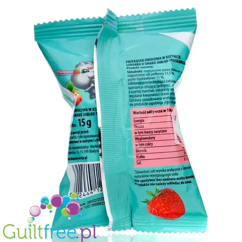 Bunny Ninja Fruit Fluk Truskawka & Jabłko - Przekąska 100% owoców bez dodatku cukru