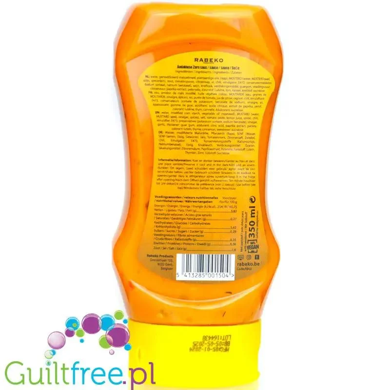 Rabeko Andalouse Zero 350ml - sos pomidorowo-musztardowy bez cukru i tłuszczu