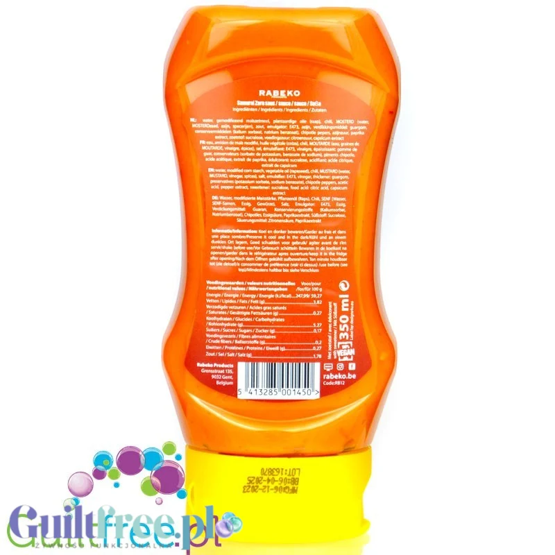 Rabeko Samurai Zero 350ml samurajski kremowo-pikantny majonezowy sos & dip do frytek o niskiej kaloryczności