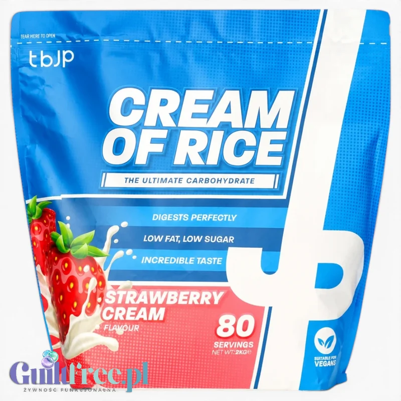 TBJP Cream of Rice, Strawberry Cream 2kg - kleik ryżowy bez cukru, regeneracyjny posiłek treningowy, Truskawka ze Śmietanką