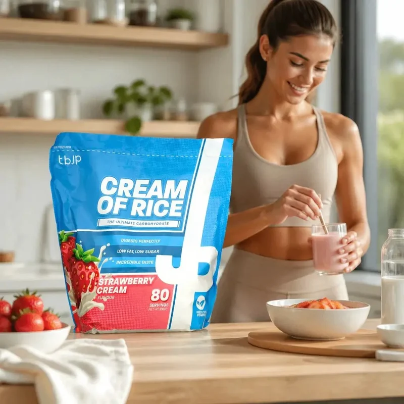 TBJP Cream of Rice, Strawberry Cream 2kg - kleik ryżowy bez cukru, regeneracyjny posiłek treningowy, Truskawka ze Śmietanką