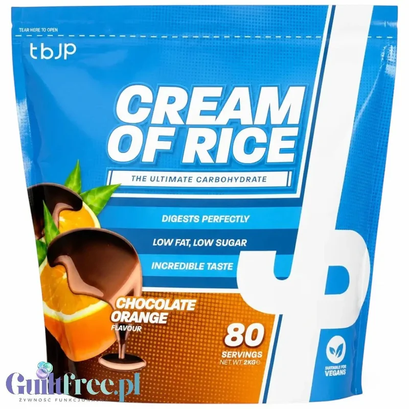 TBJP Cream of Rice, Chocolate Orange 2kg - kleik ryżowy bez cukru, regeneracyjny posiłek treningowy, Czekolada z Pomarańczą