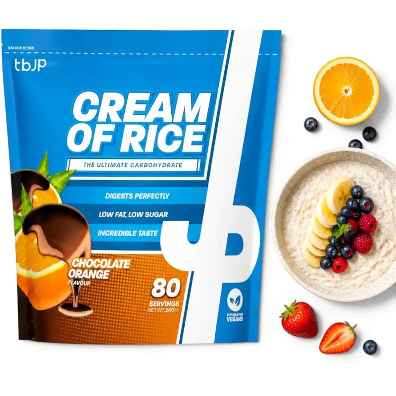 TBJP Cream of Rice, Chocolate Orange 2kg - kleik ryżowy bez cukru, regeneracyjny posiłek treningowy, Czekolada z Pomarańczą