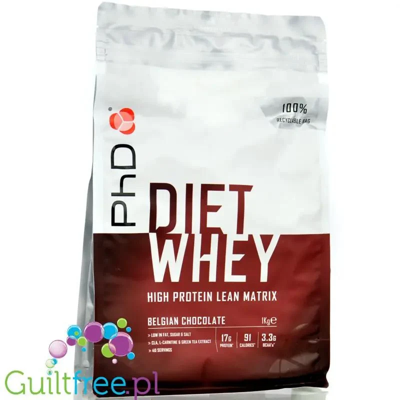 PhD Diet Whey Lean Matrix Belgian Chocolate 1kg - odżywka białkowa z L-karnityną, CLA i ekstraktem zielonej herbaty