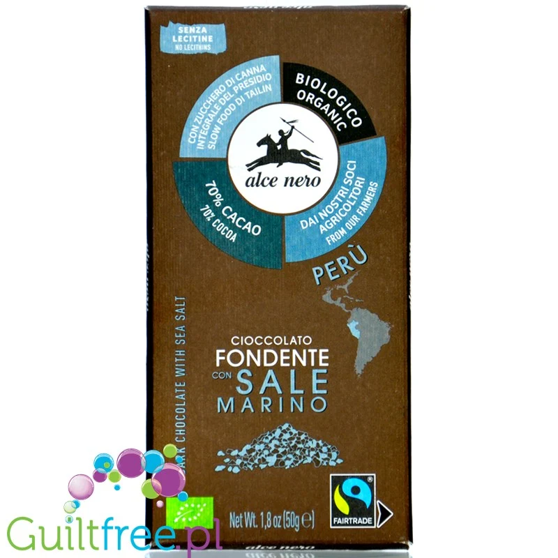 Alce Nero Cioccolato Fondente con Sale Marino - wegańska czekolada bio fair trade z Solą Morską