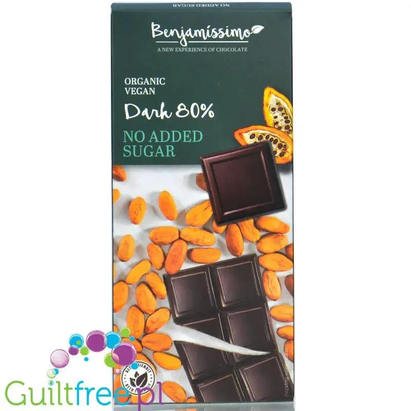Benjamissimo Dark 80% - organiczna wegańska keto gorzka czekolada bez cukru i maltitolu