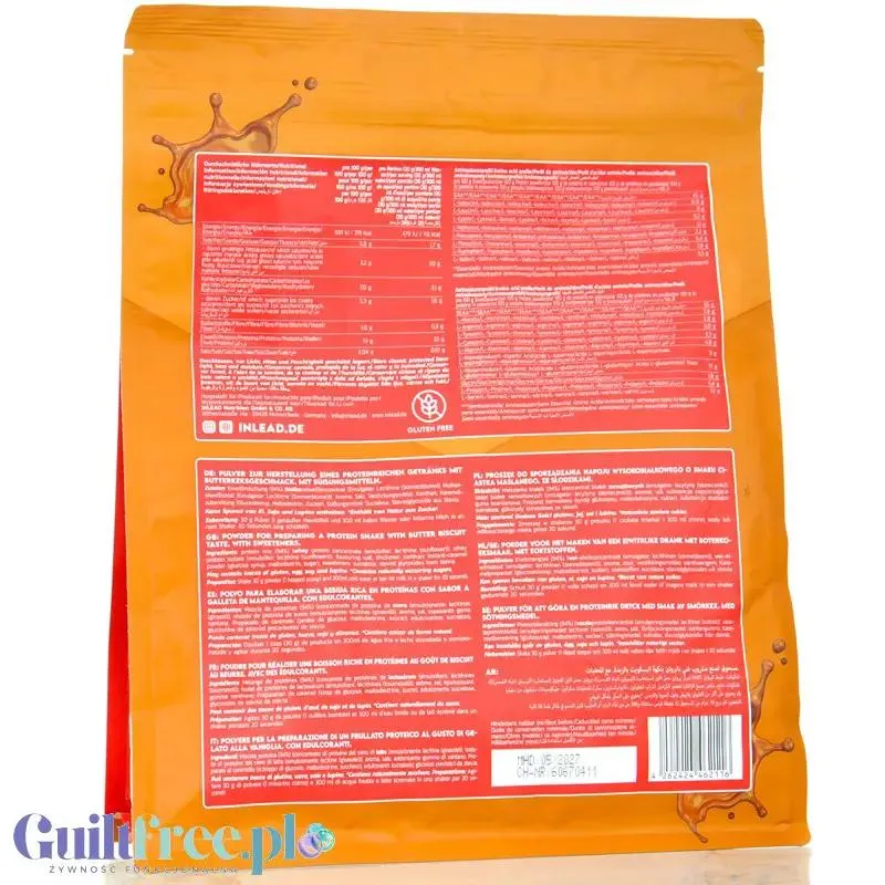 Inlead Whey Protein Butter Biscuit 1kg - odżywka białkowa w WPC WPI, smak Karmelizowany Herbatnik
