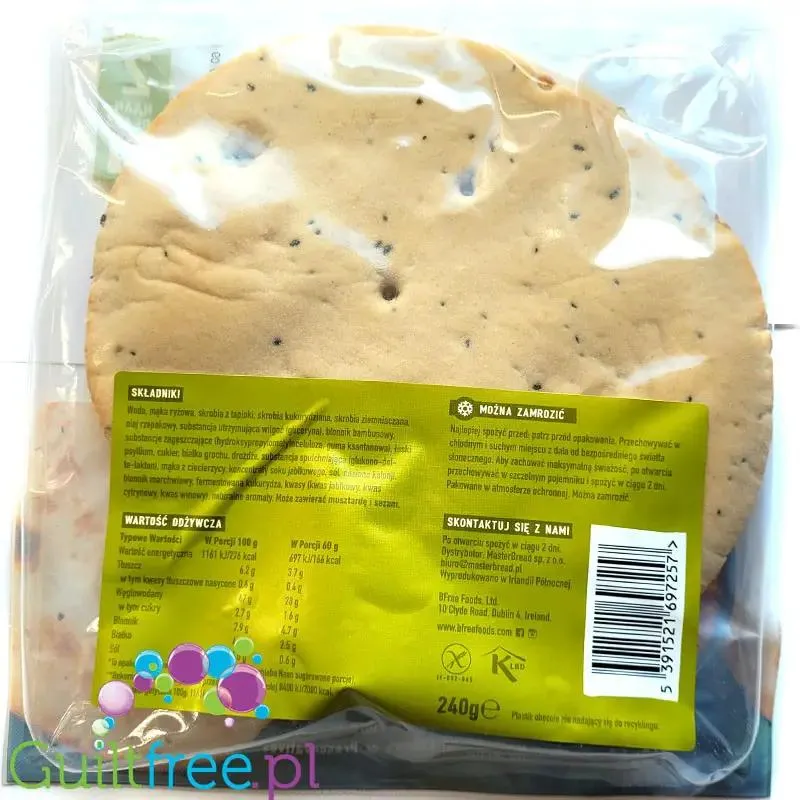BFree Naan Breads 166kcal - bezglutenowe, wegańskie chlebki naan z czarnuszką, 2szt x 120g