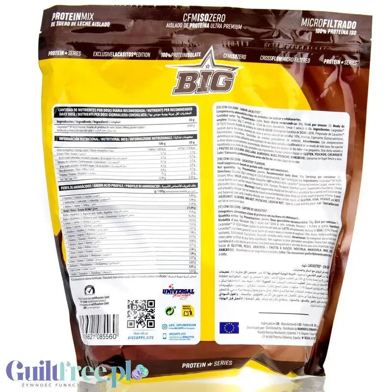 BIG® CFM ISO Zero, Locasitos® 1kg - ekskluzywna odżywka białkowa WPI CFM Lacprodan® z drażetkami