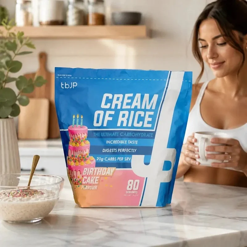 TBJP Cream of Rice, Birthday Cake 2kg - kleik ryżowy bez cukru, regeneracyjny posiłek treningowy, Tort Urodzinowy