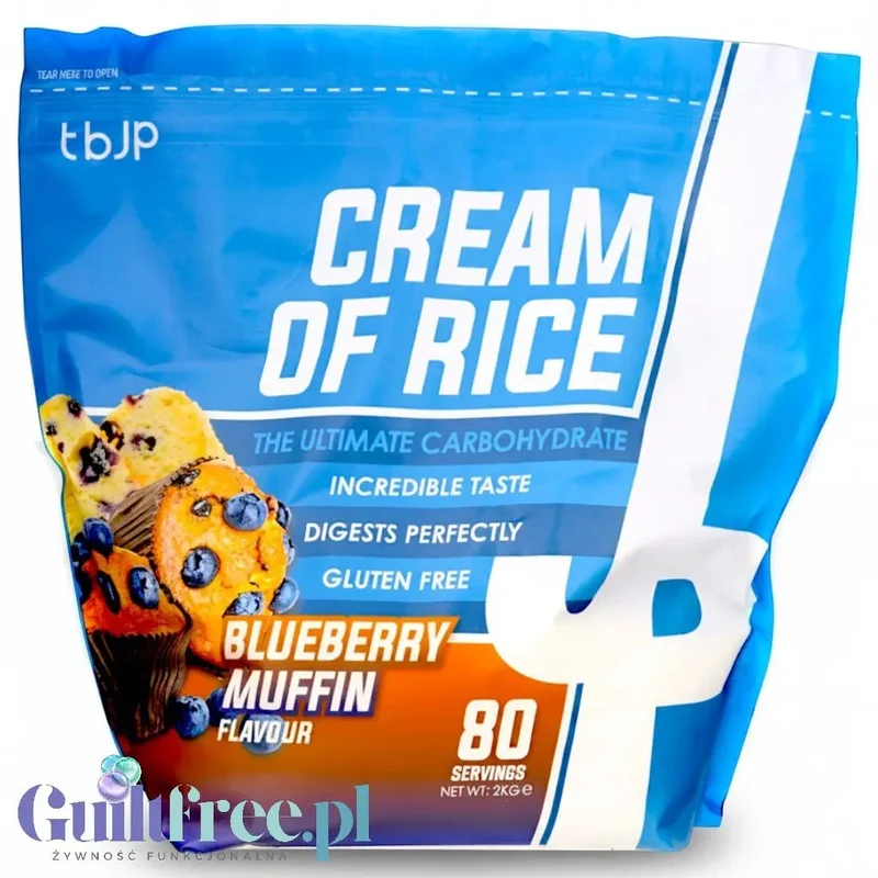 TBJP Cream of Rice, Blueberry Muffin 2kg - kleik ryżowy bez cukru, regeneracyjny posiłek treningowy, Muffiny Jagodowe