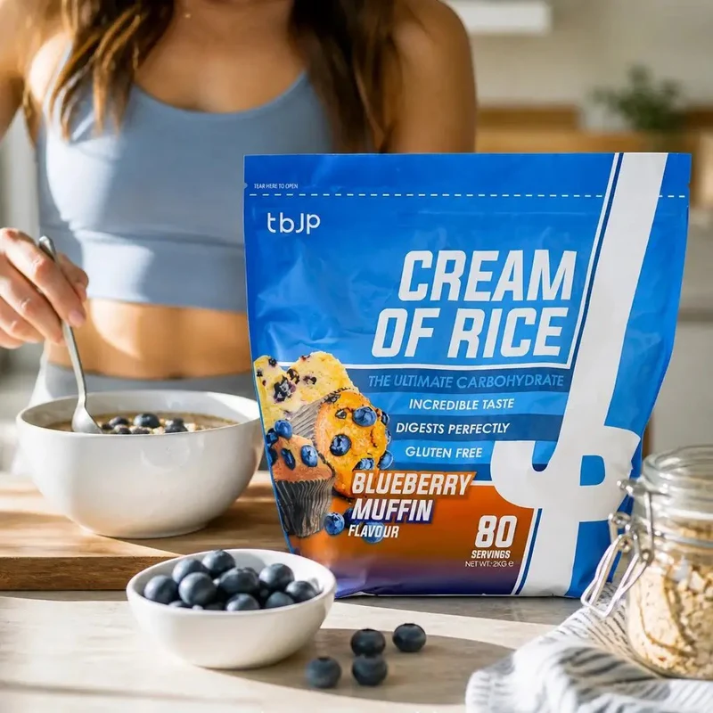 TBJP Cream of Rice, Blueberry Muffin 2kg - kleik ryżowy bez cukru, regeneracyjny posiłek treningowy, Muffiny Jagodowe
